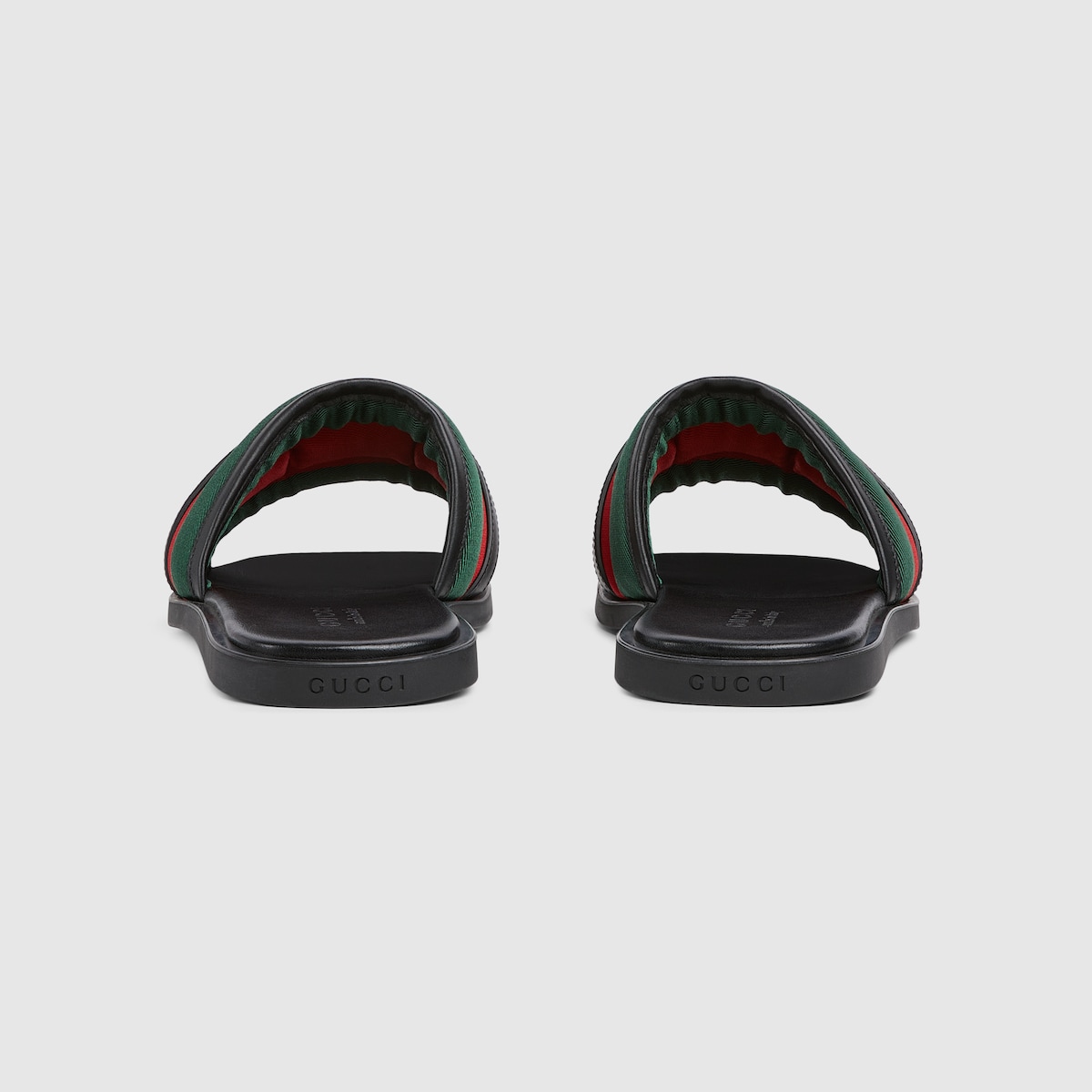 Sandalo slider uomo con Incrocio GG in nylon verde e rosso