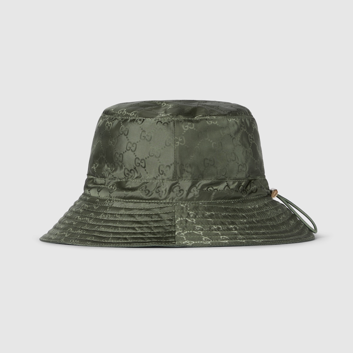 Reversible GG nylon bucket hat in dark green | GUCCI® US