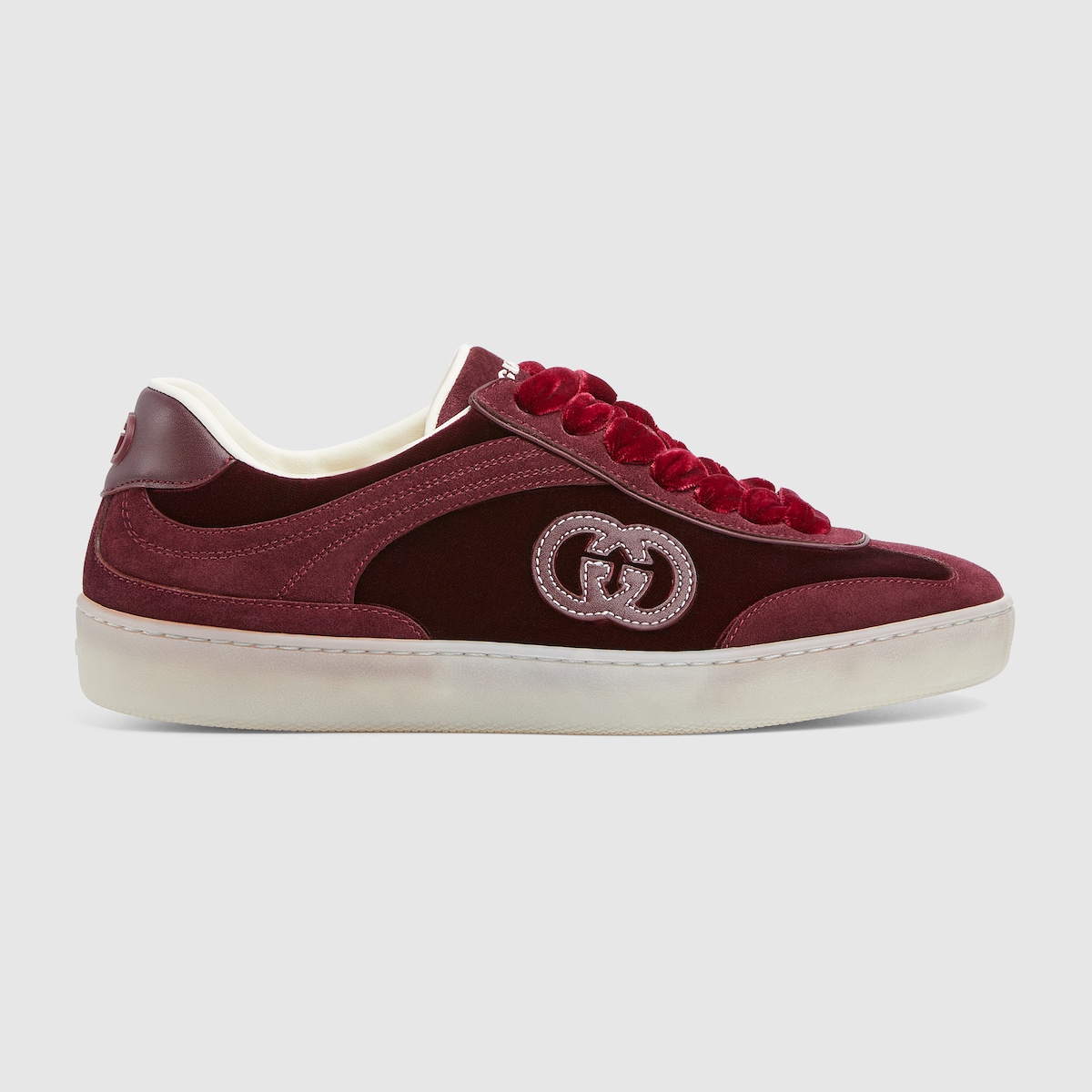 スニーカー Gucci Burgundy Gg Fabric And Suede Re-Motion Sneakers Women's Gucci Re-Motion sneaker in Rosso Ancora red GG nylon