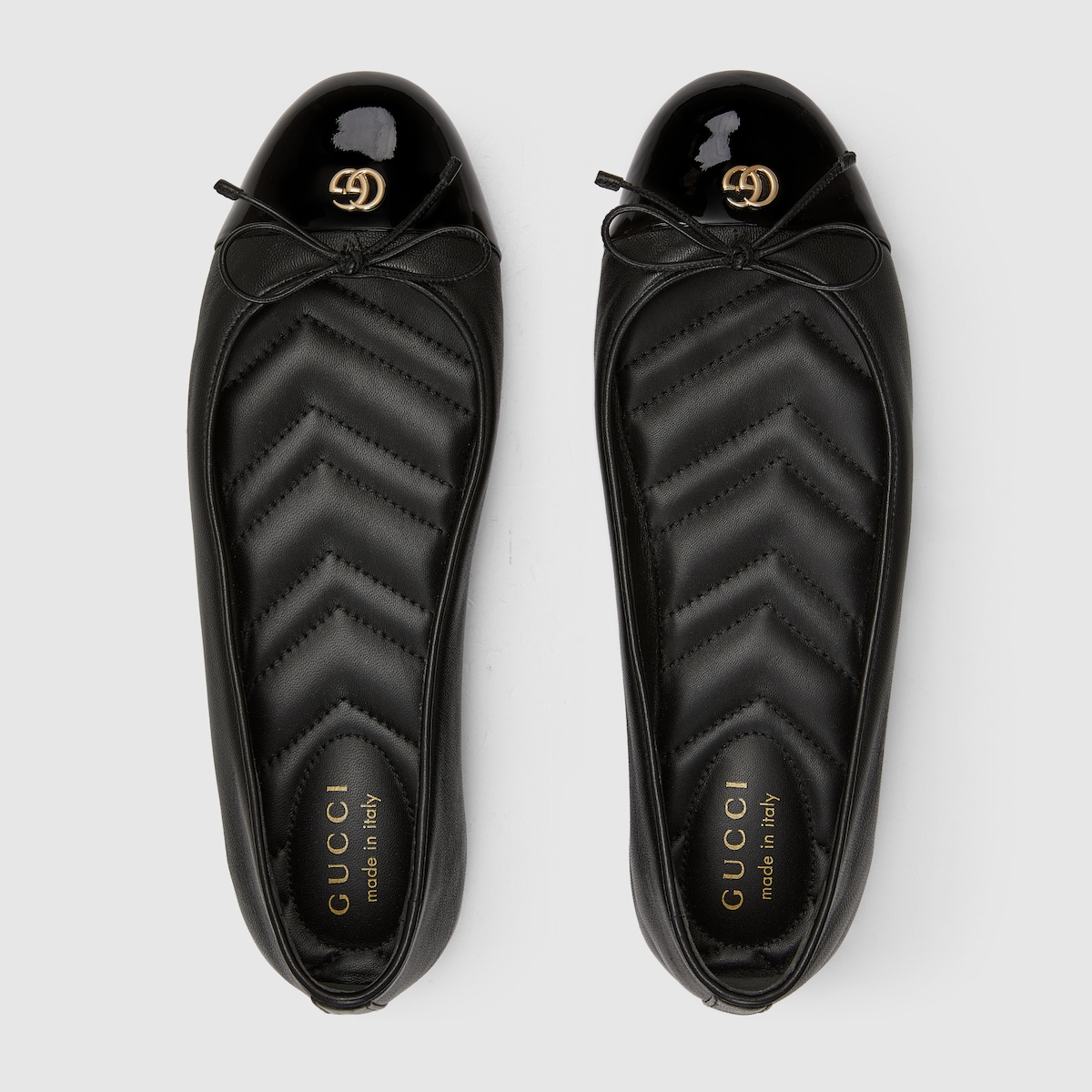 Women's ballet flat with Double G in black leather | GUCCI® US