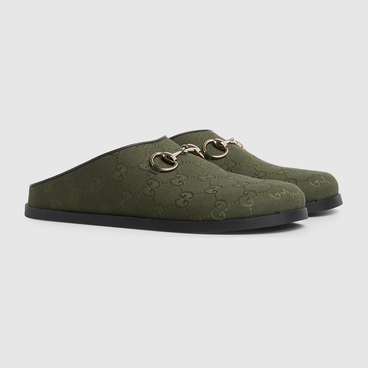 GG & ADIDAS MULE HORSEBIT BUCKLE DARK GREEN CANVAS
