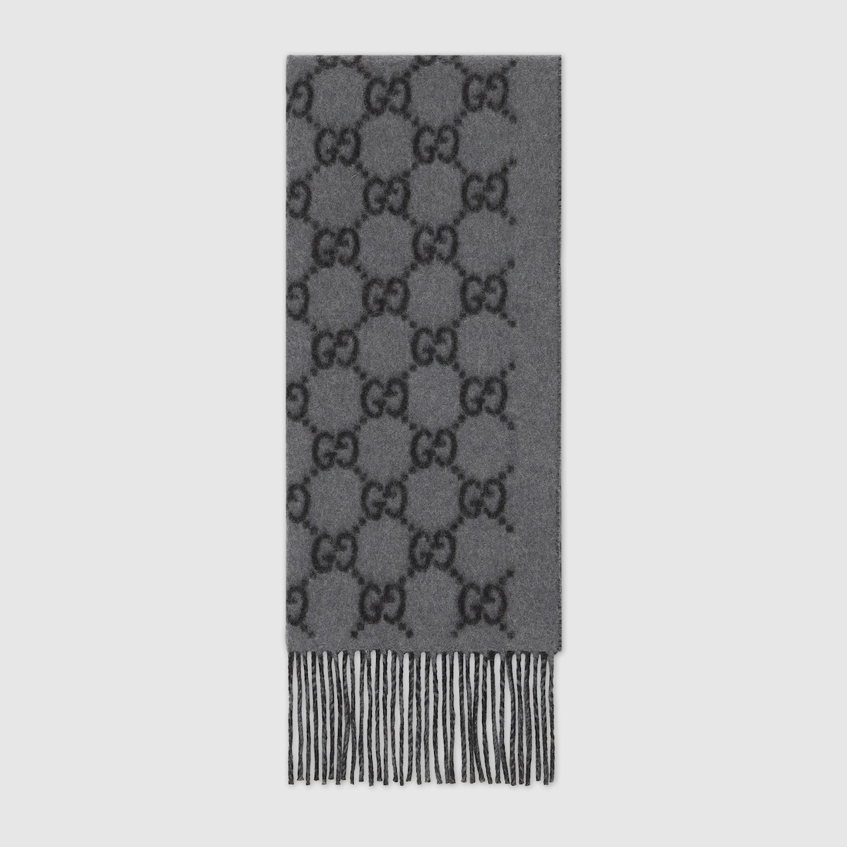 GG cashmere scarf in dark grey and black - thumbnail 3