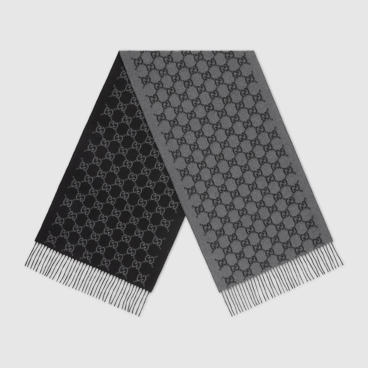 GG cashmere scarf in dark grey and black - thumbnail 2