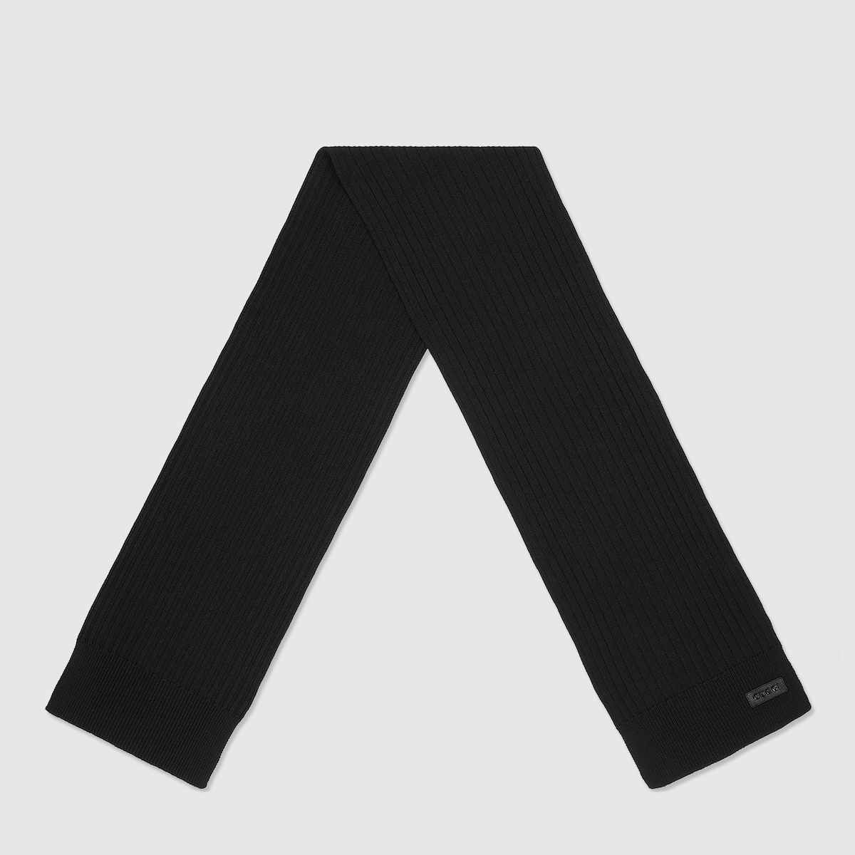 Knit wool scarf with logo in black - thumbnail 2
