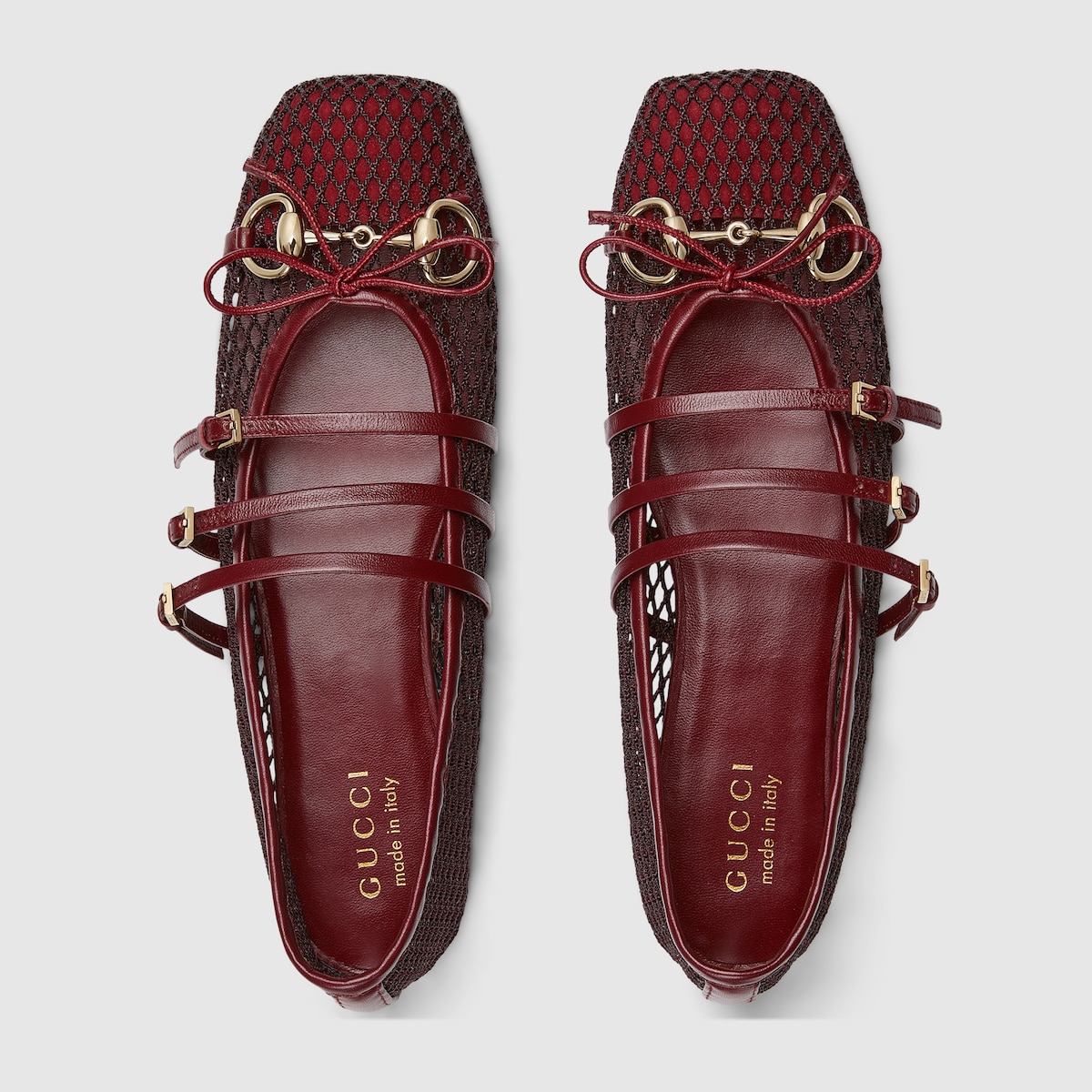 フラットシューズ GUCCI BALLET FLATS IN ROSSO ANCORA WITH HORSEBIT Women's Gucci Horsebit ballet flat in Rosso Ancora leather