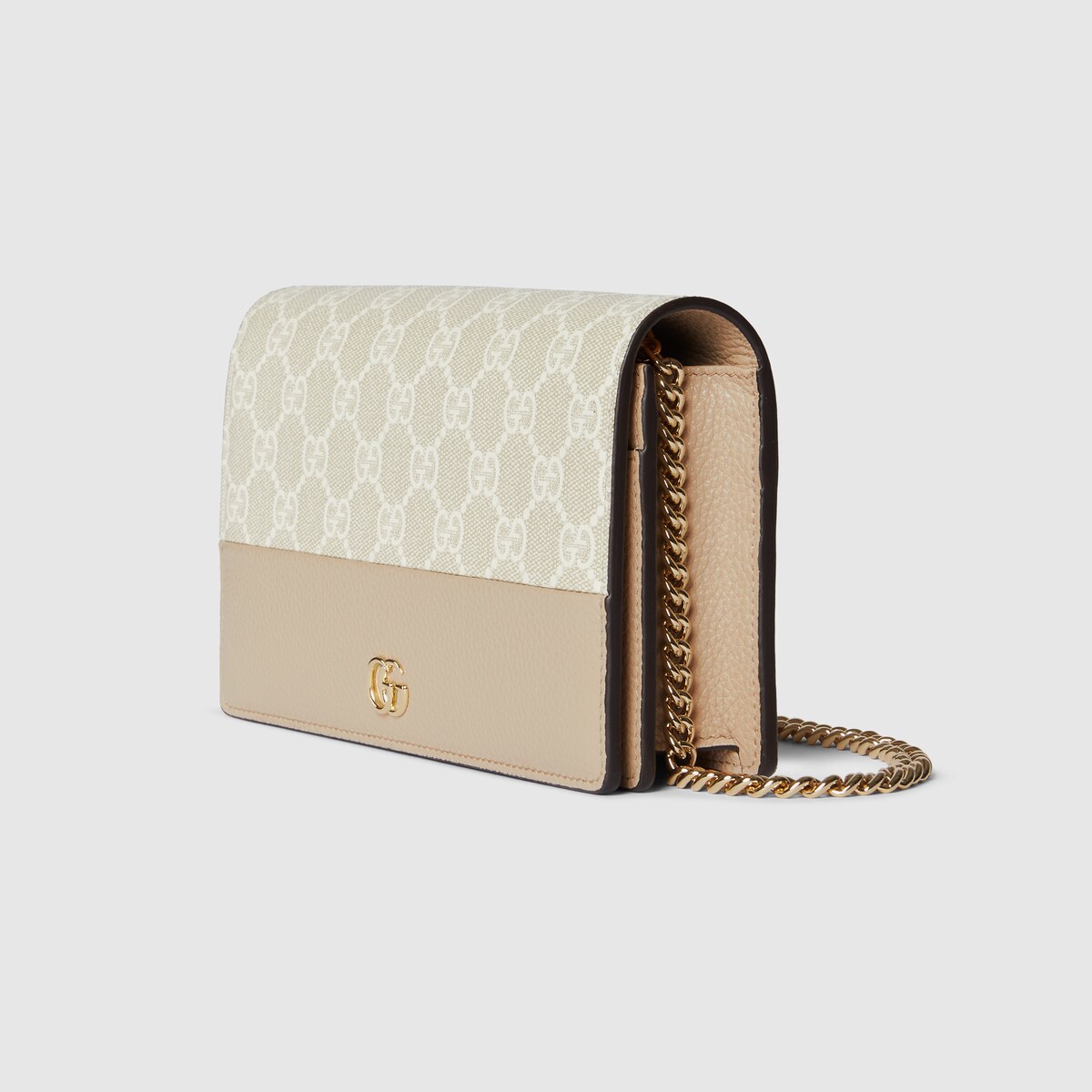 GG Marmont wallet on chain in beige and white GG Supreme - thumbnail 6