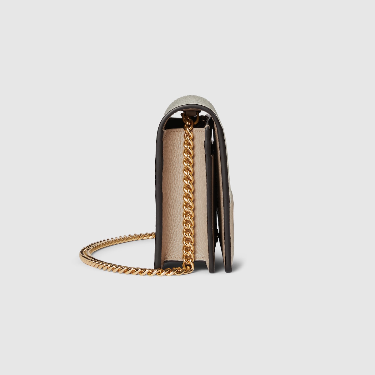 GG Marmont wallet on chain in beige and white GG Supreme - thumbnail 3