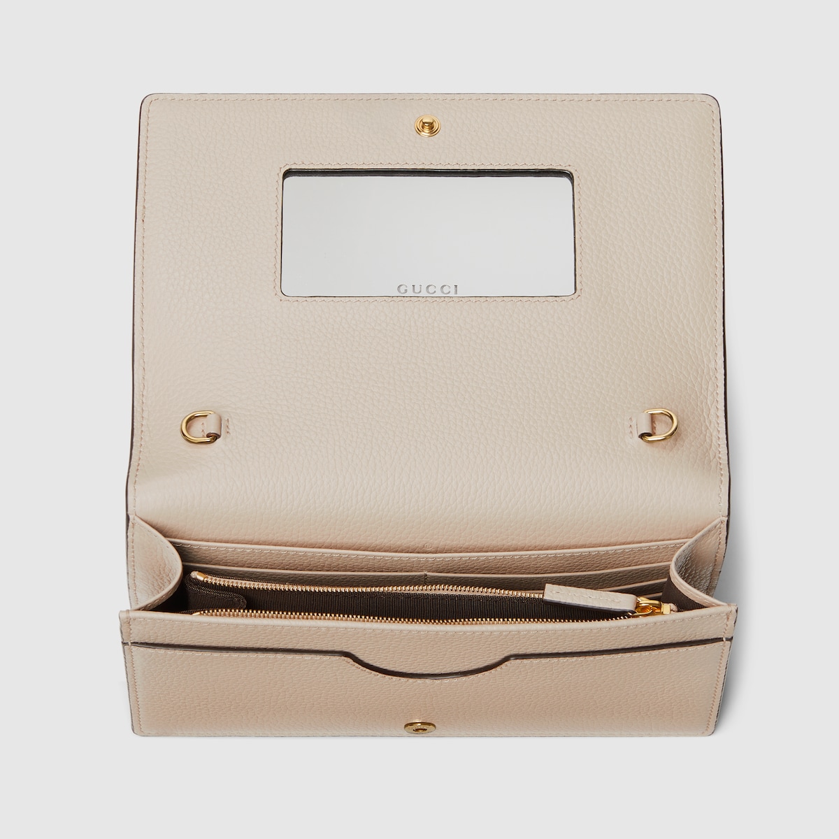 GG Marmont wallet on chain in beige and white GG Supreme - thumbnail 4