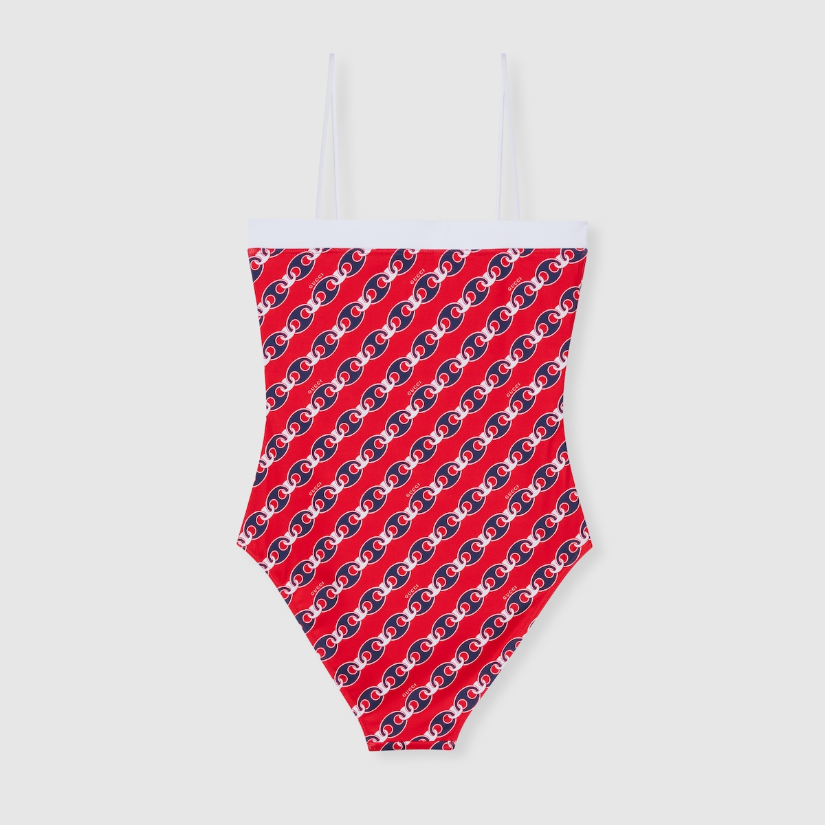 Printed stretch jersey swimsuit in red, white and blue