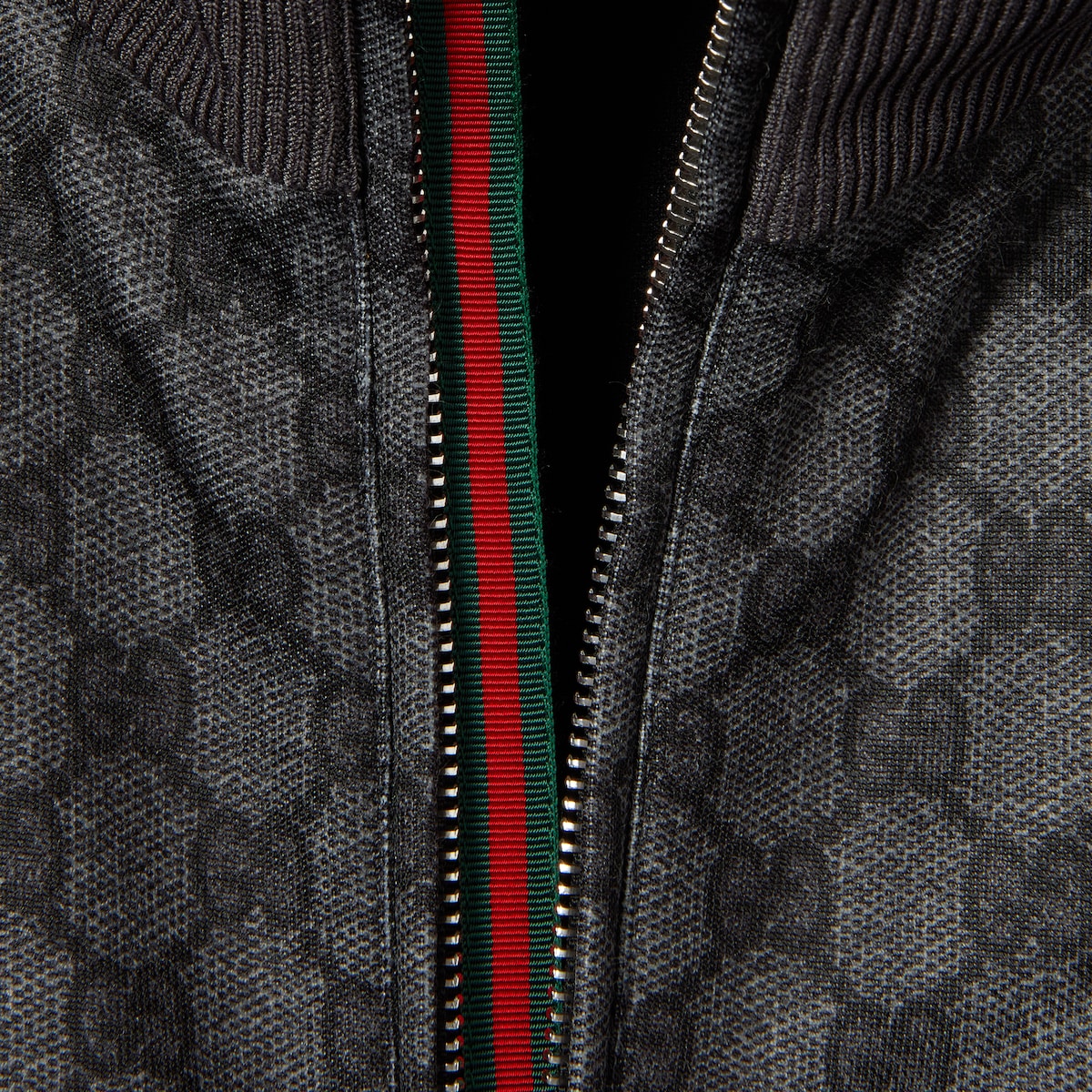 Printed technical jersey zip sweatshirt in black | GUCCI® US