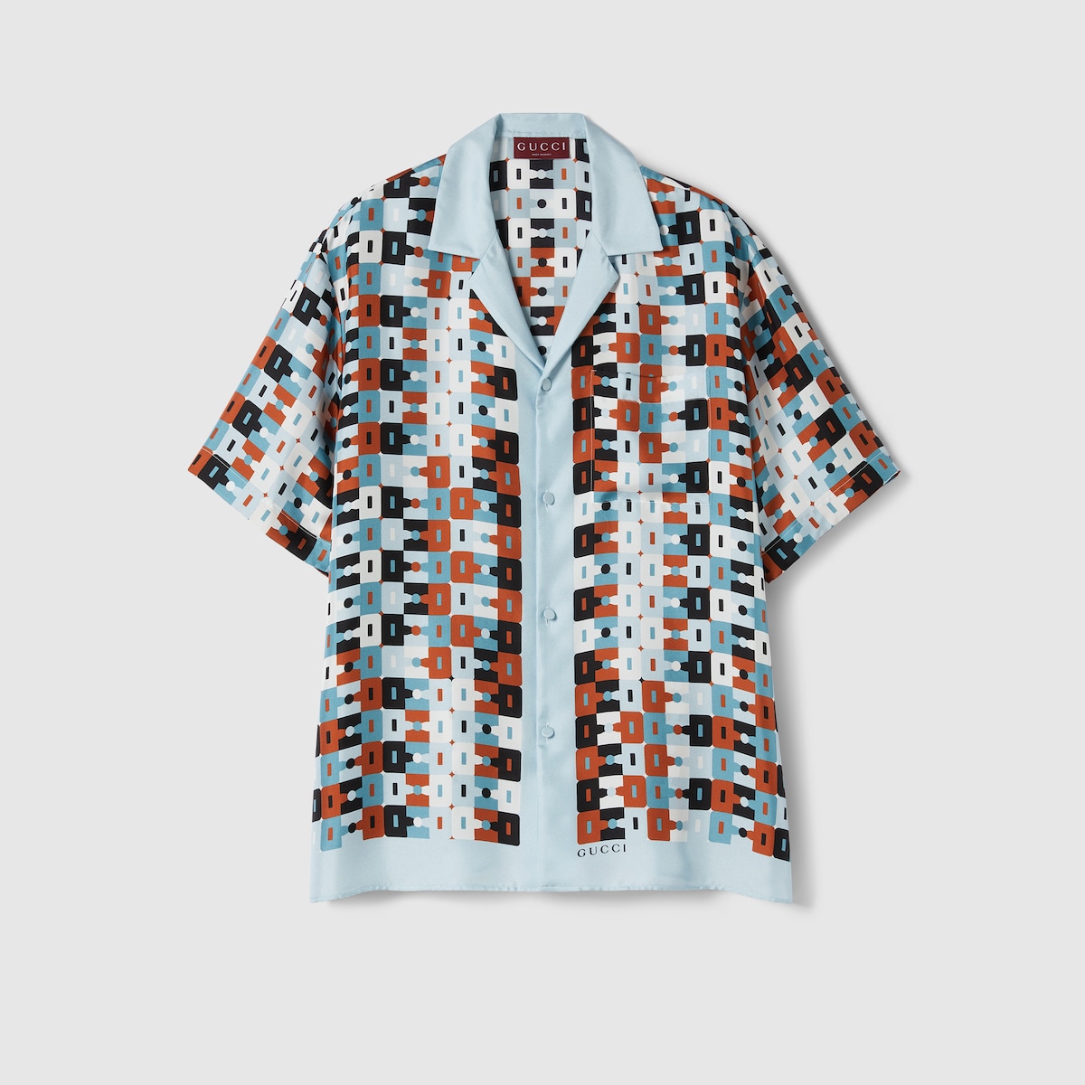 Printed silk twill bowling shirt in multicolor | GUCCI® ES