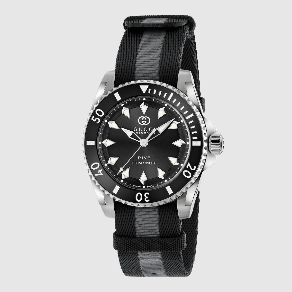 Gucci Dive watch, 40mm in black and grey nylon | GUCCI® US