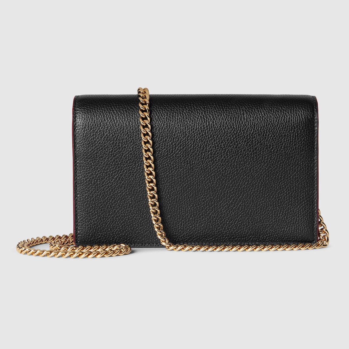 GG Marmont wallet on chain in black and red leather | GUCCI® US