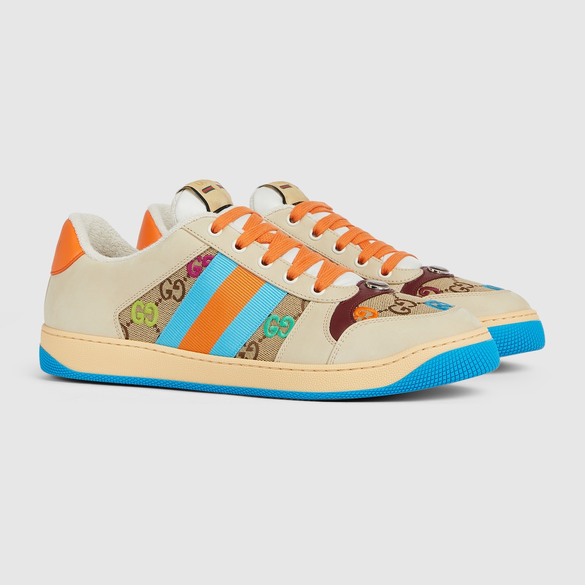 【関税＆送料込み】Gucci Screener Sneakers With Web Motif Gucci Women Screener Sneakers With Web Motif In Multi | ModeSens