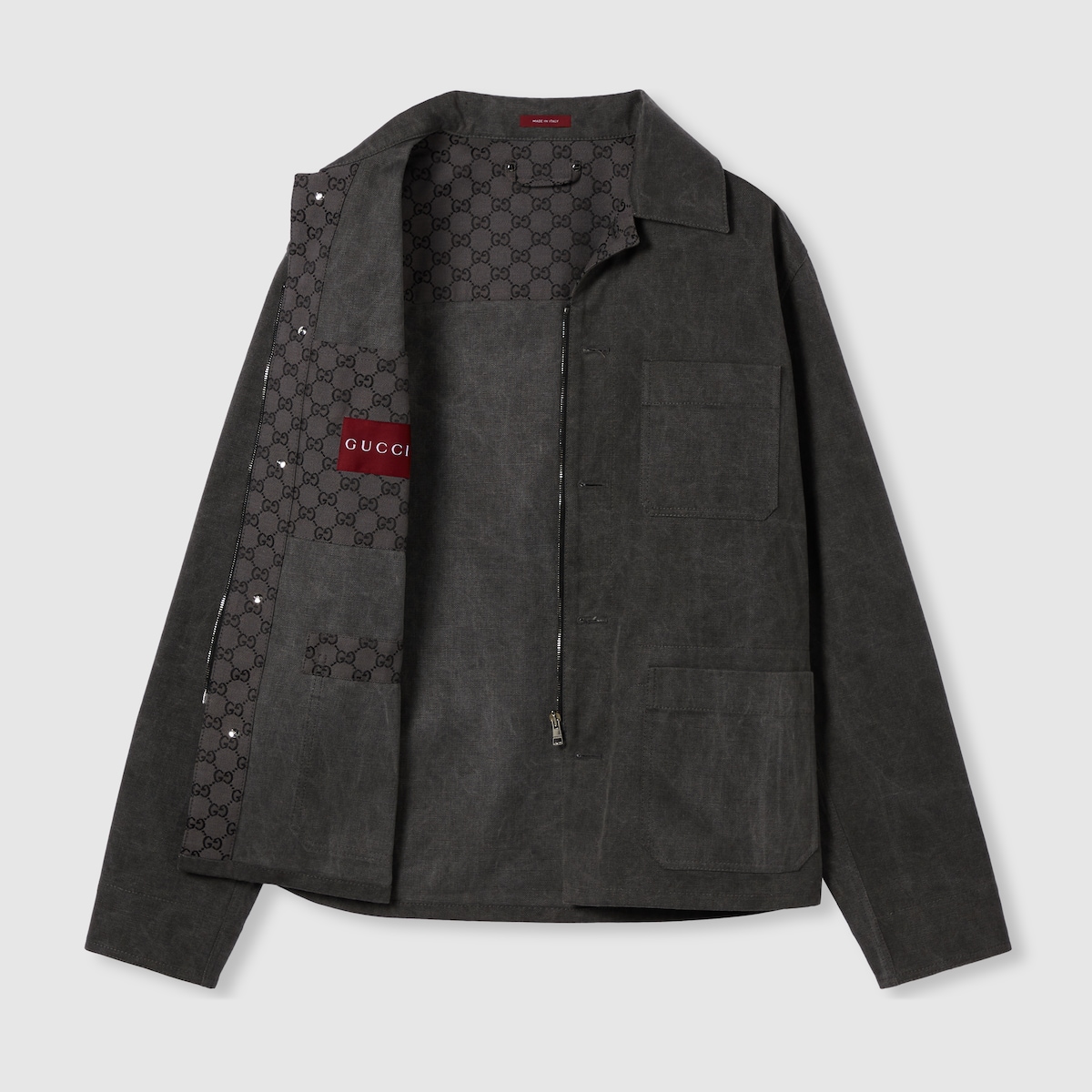 ◆GUCCI◆コットン キャンバス Delave ジャケット/ Dark Gray◆ 823401_ZASBD_1189_014_100_0000