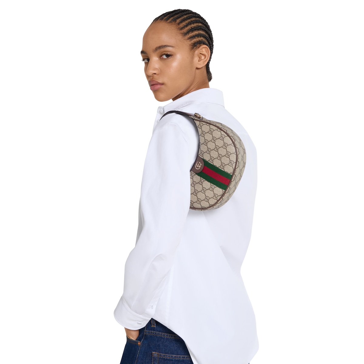 Ophidia Small GG Monogram Coated Fabric Shoulder Bag - Beige/Brown