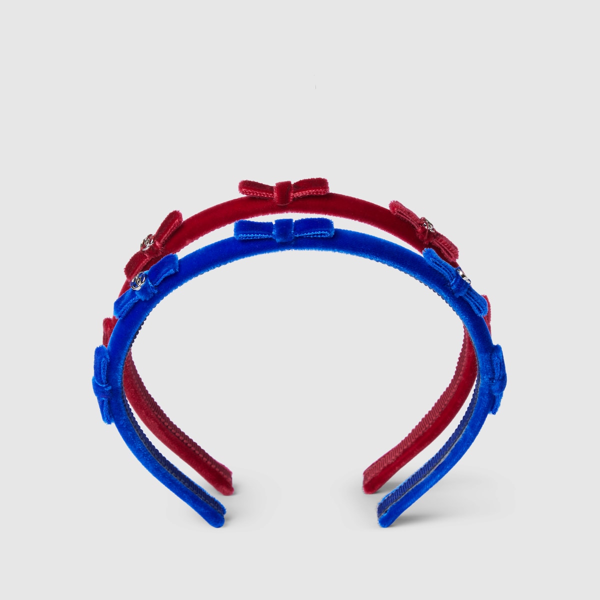 Children's velvet hairbands in red and blue - thumbnail 2