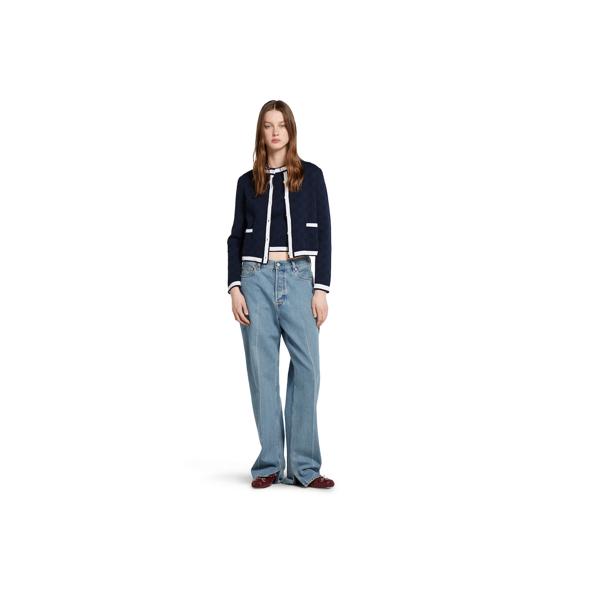 GG fine cotton jacquard cardigan