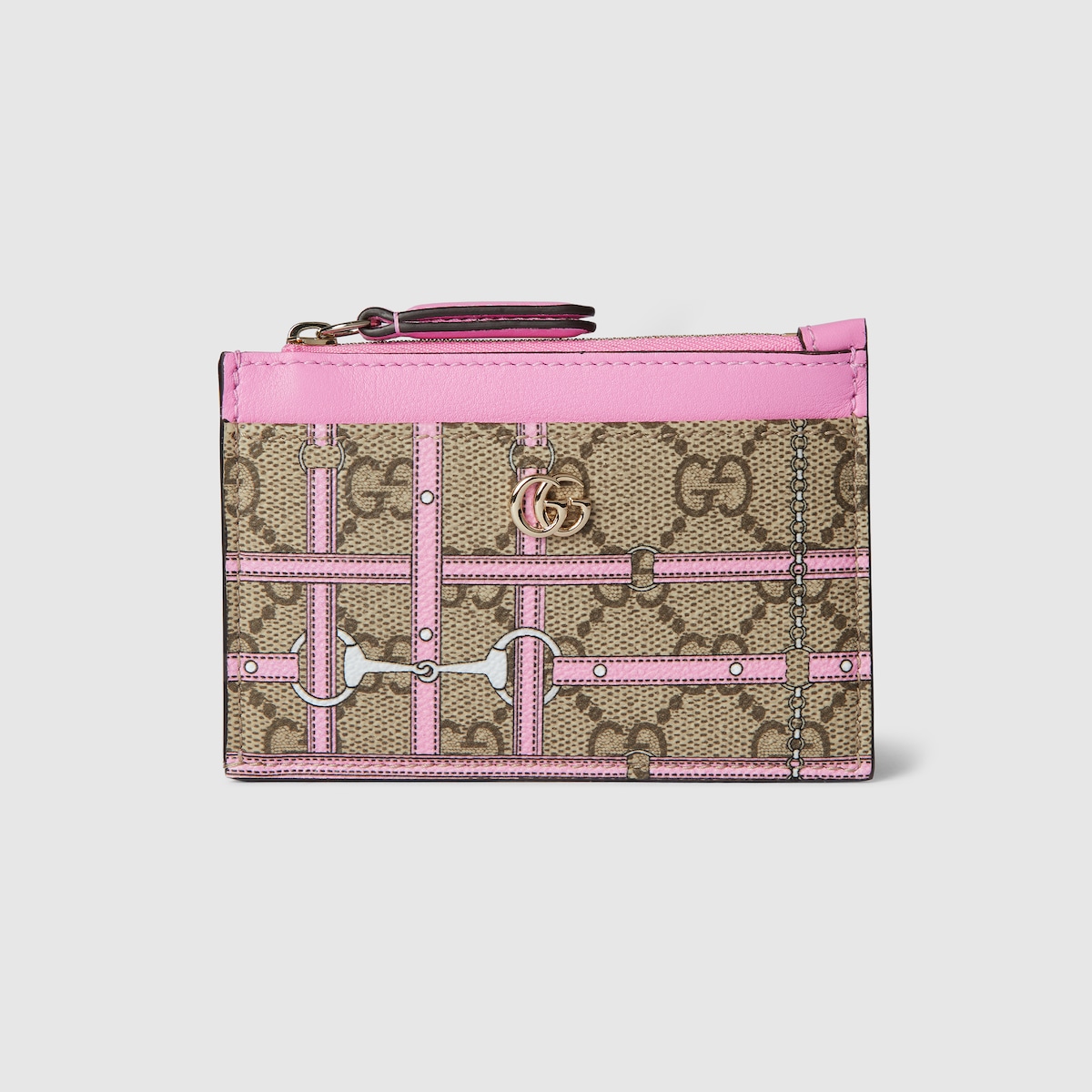 GUCCI キーホルダー スエード ブラウン オフィディア〕キーチェーンベージュ＆ダークブラウン GG