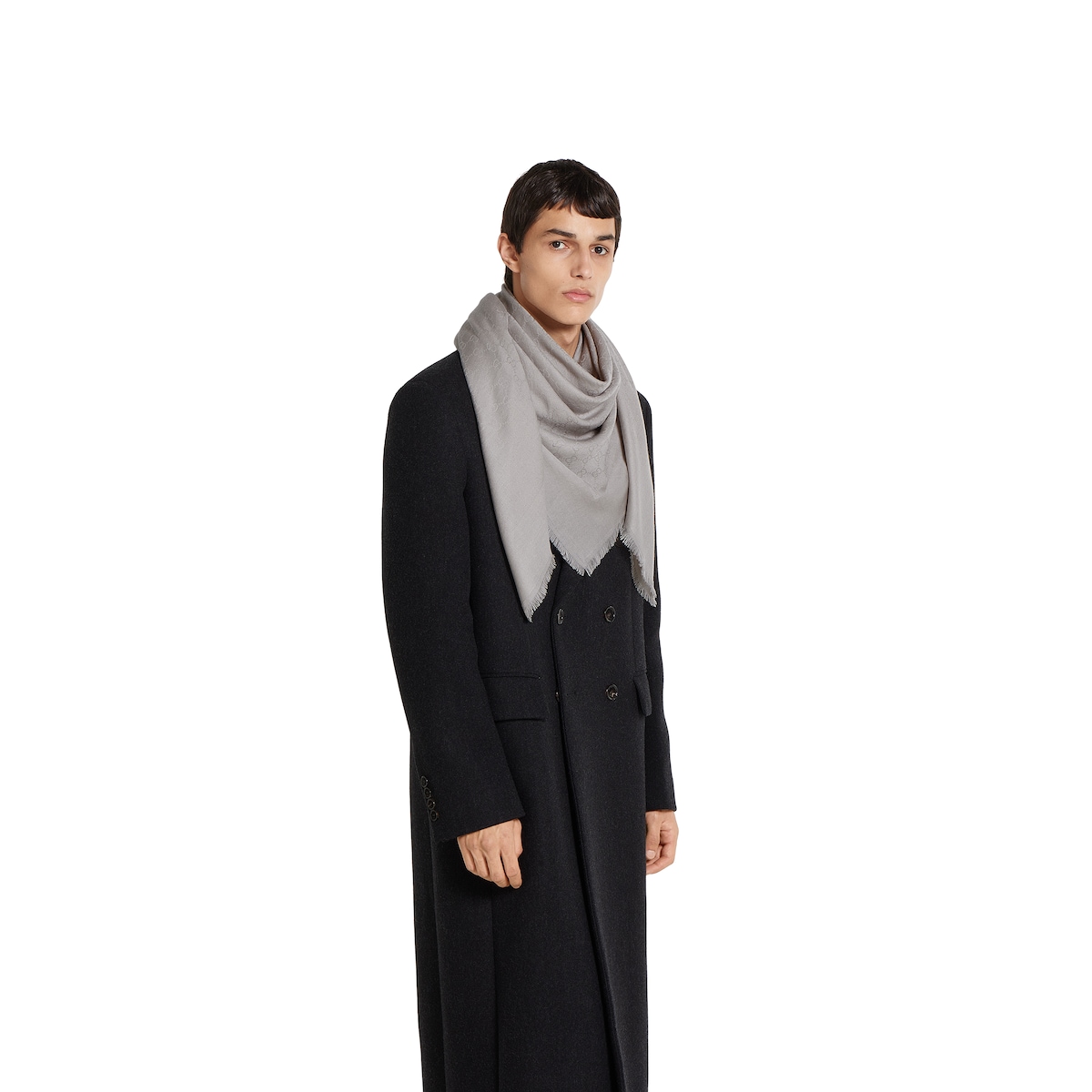 マフラー・ストール Gucci GG WOOL SHAWL GG jacquard silk wool shawl in black | GUCCI® US