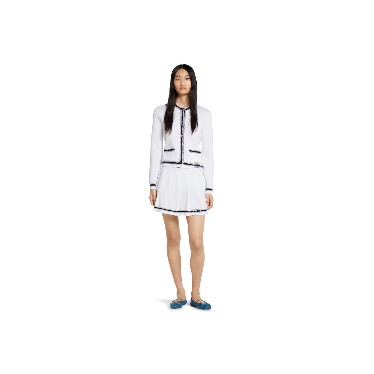 Cotton stitch cardigan with intarsia