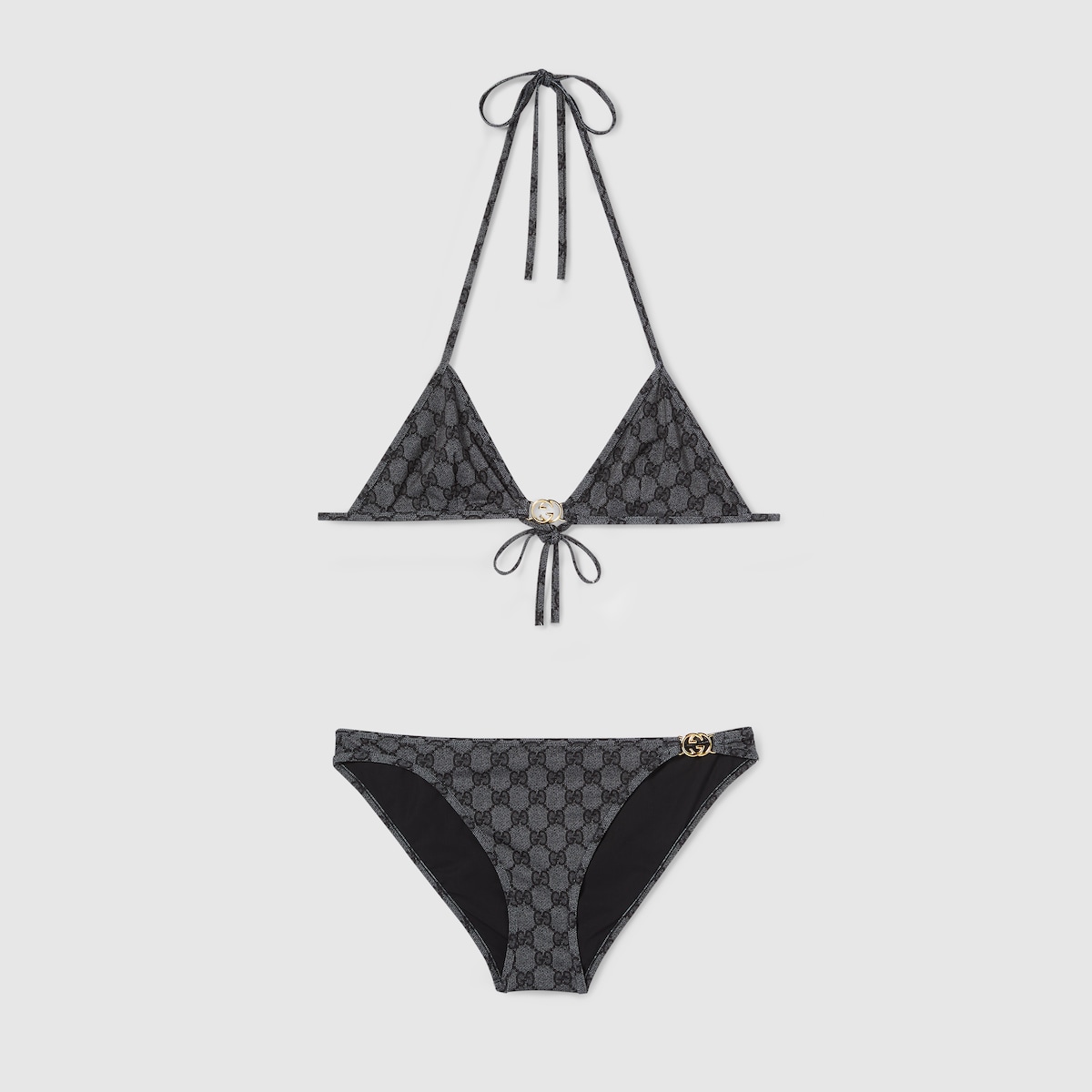 Printed GG stretch jersey bikini in black | GUCCI® US