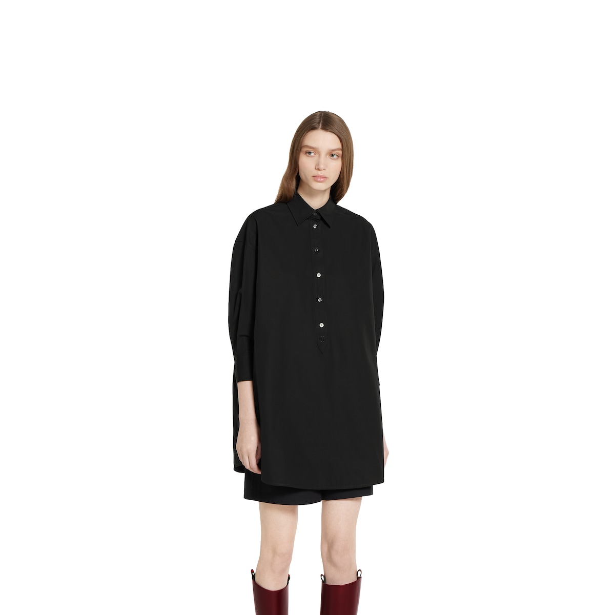 Cotton poplin shirt with embroidery