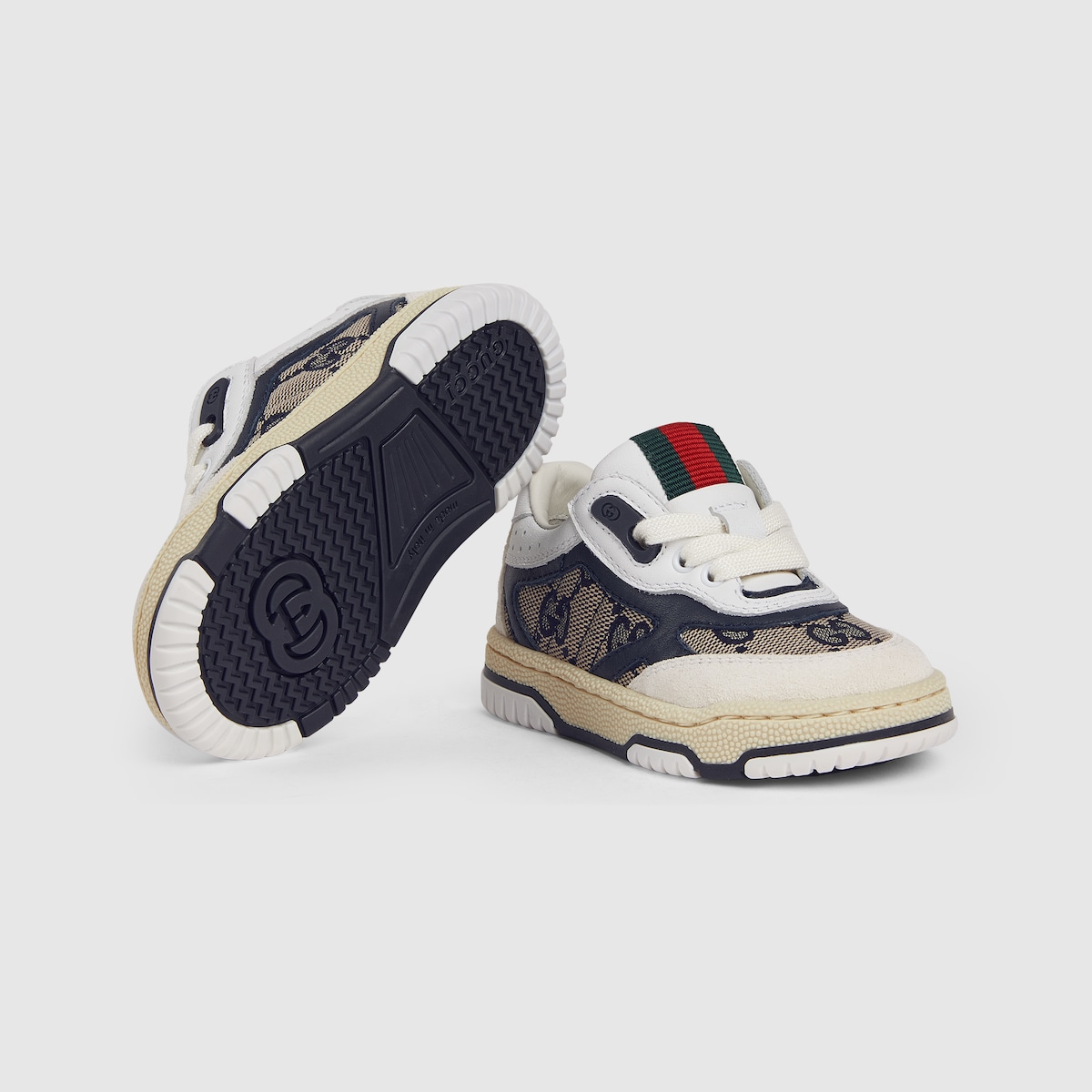 Toddler Gucci Re-Web sneaker in white leather