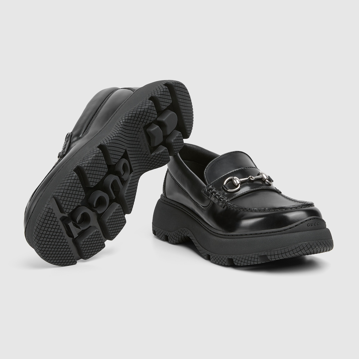 ホースビット付き メンズ ラグソール ローファー ・ブラック