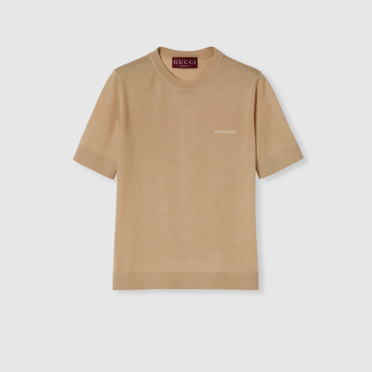インターシャ カシミア＆シルク トップライトキャメル | GUCCI公式