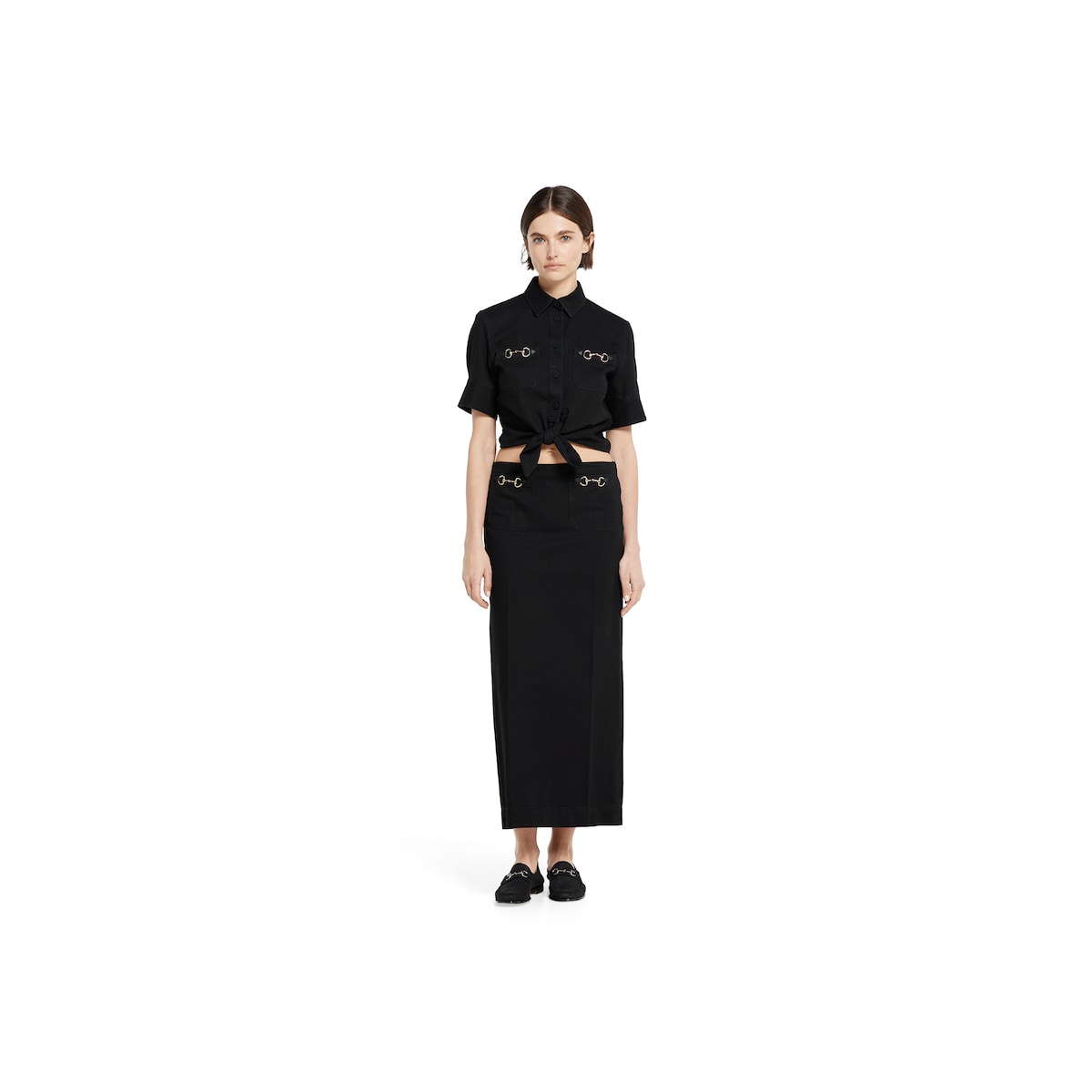 Denim skirt with Horsebit