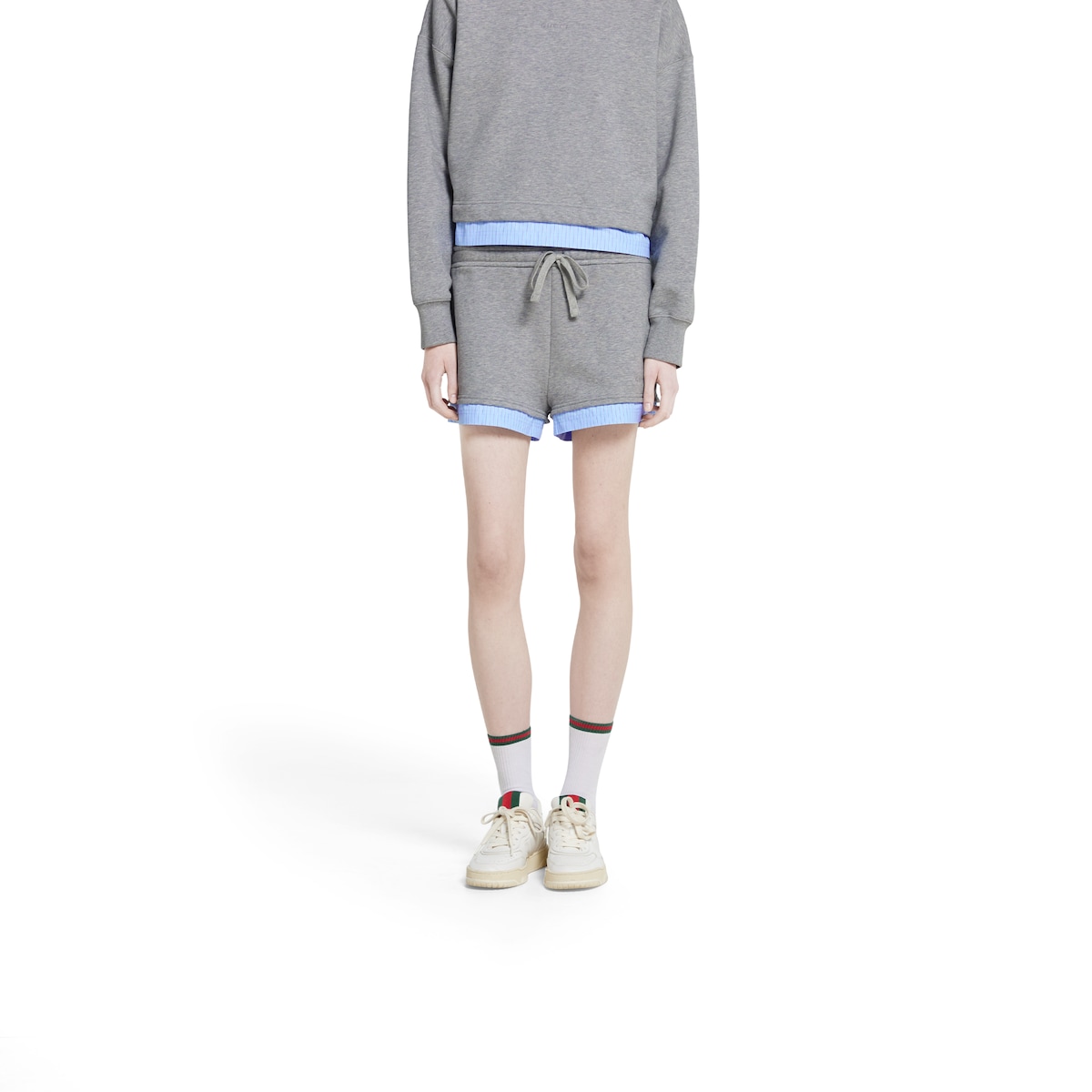 Cotton jersey shorts with embroidery