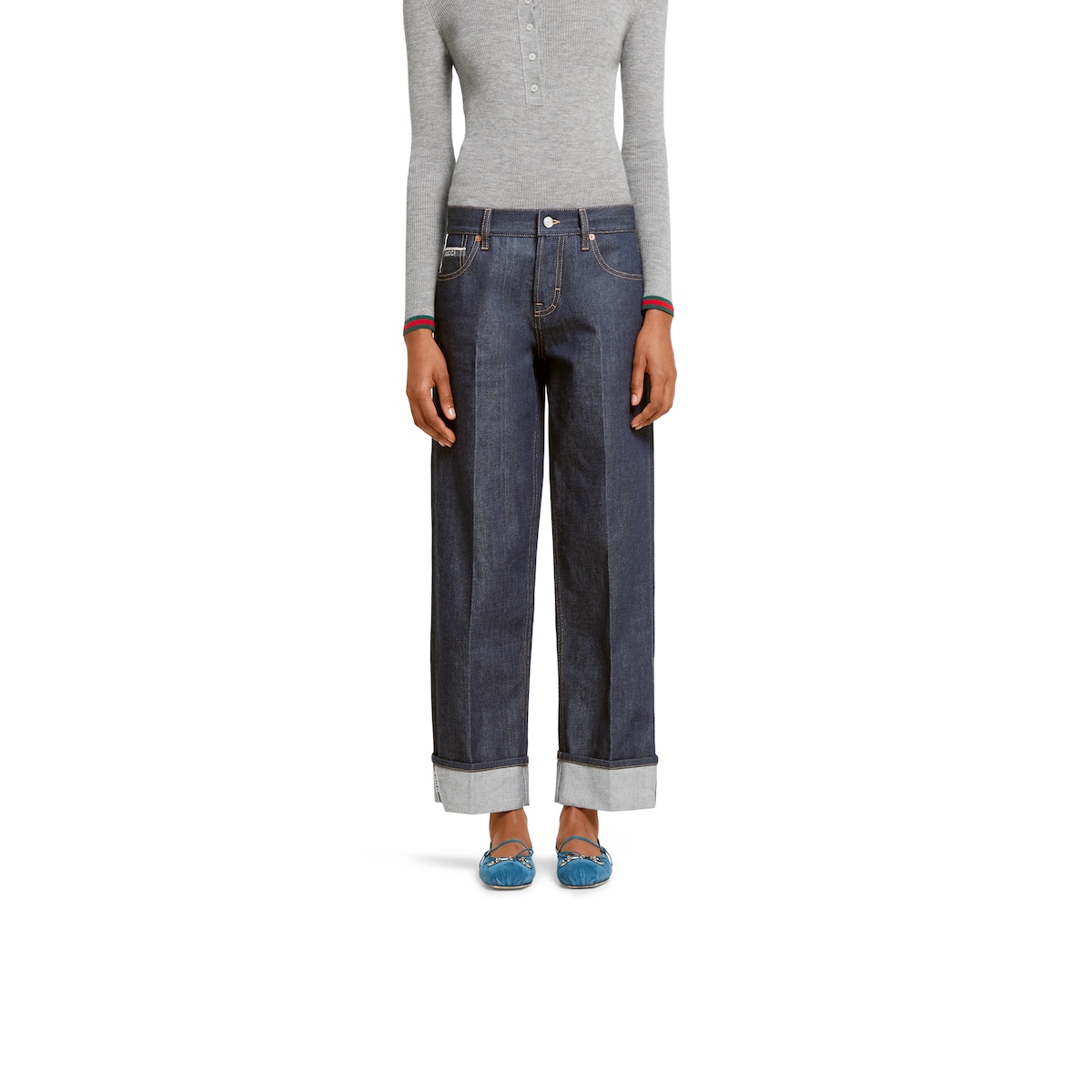 Denim pants with Gucci selvedge in dark blue | GUCCI® US