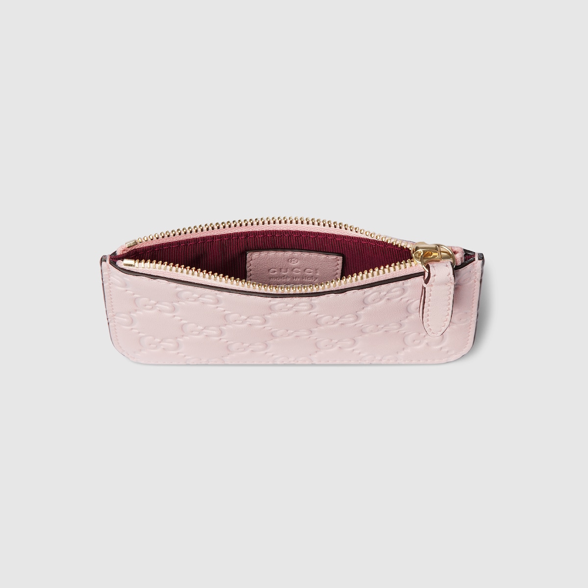 GG Emblem key pouch in pink GG leather | GUCCI® US