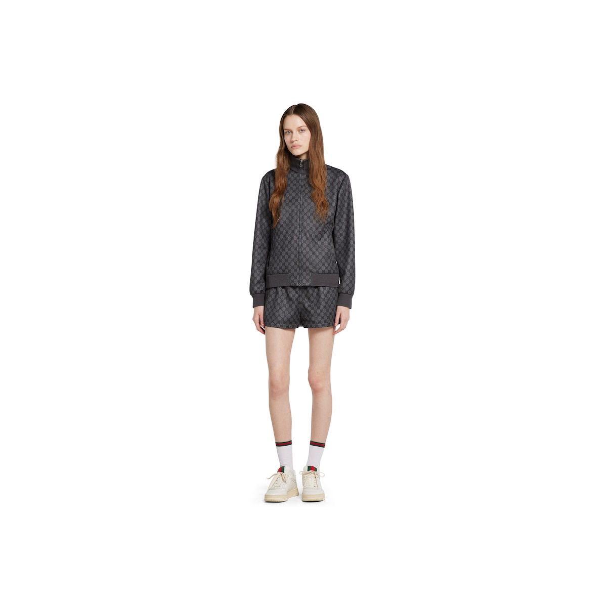 【GUCCI】GG SWEATSHIRT●837678XJHF01000 Printed technical jersey zip sweatshirt in black | GUCCI® US