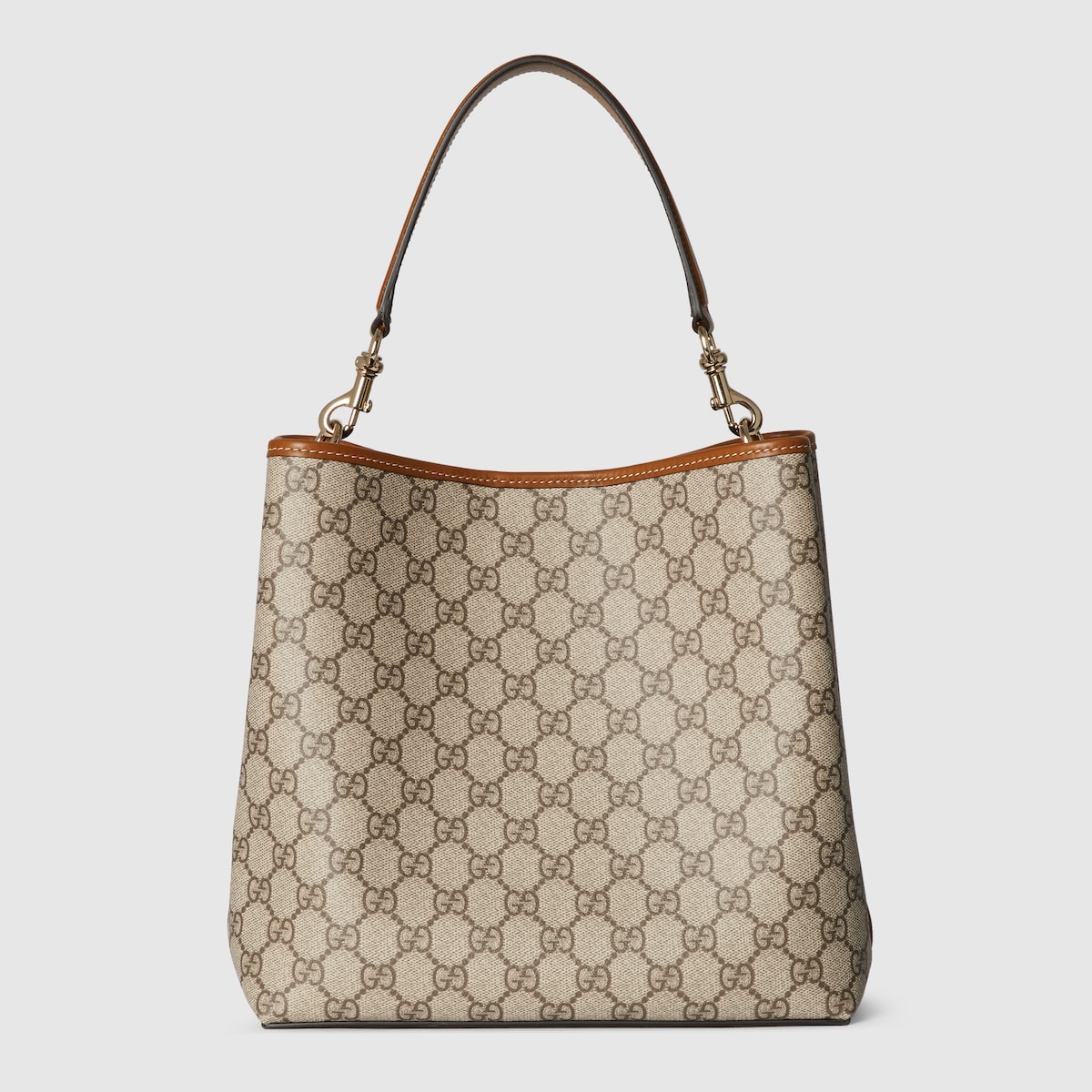 GG Emblem medium bucket bag in beige and brown GG fabric - thumbnail 4