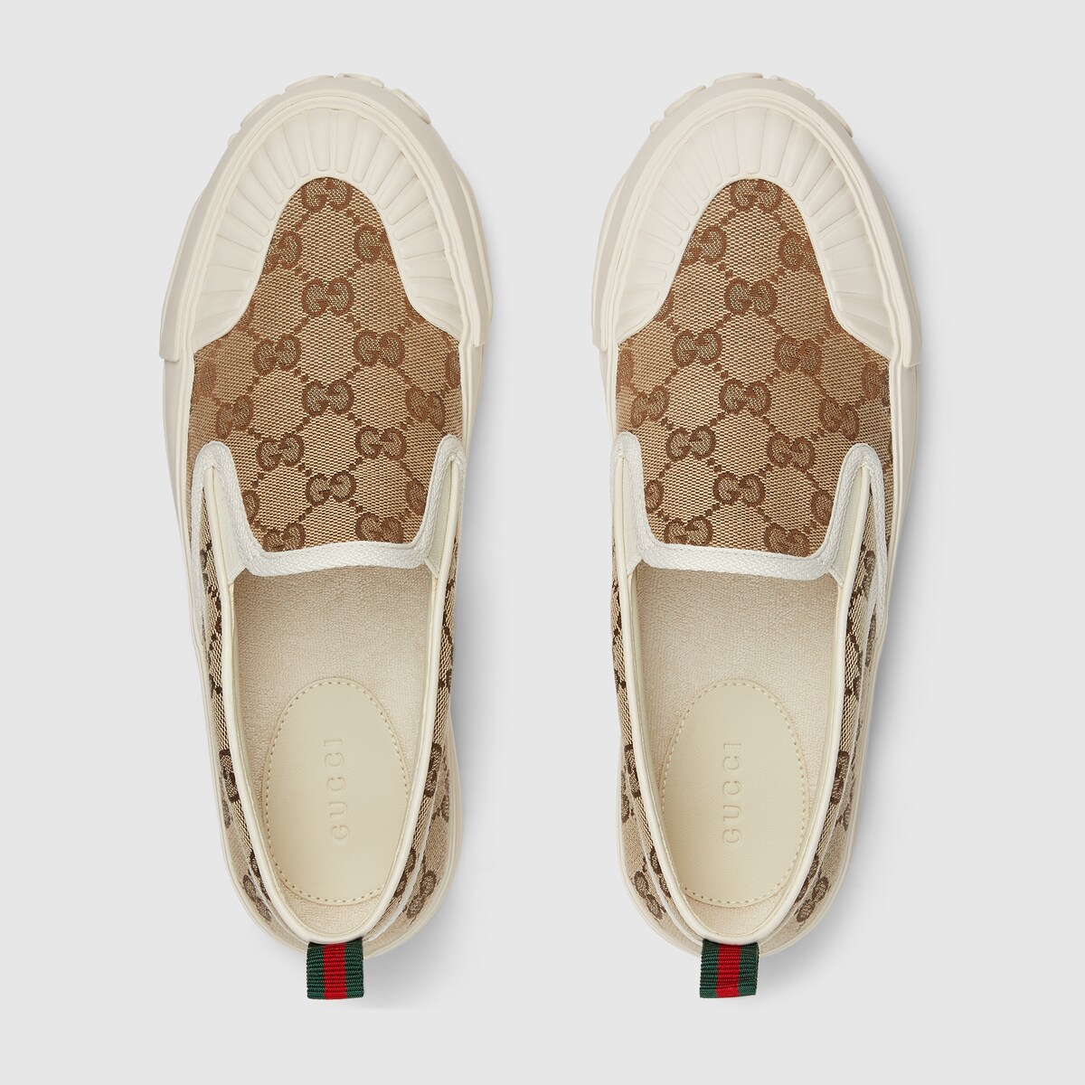 【GUCCI】ホワイト&ブラウンミュール Women's Interlocking G slide sandal in white rubber | GUCCI® US