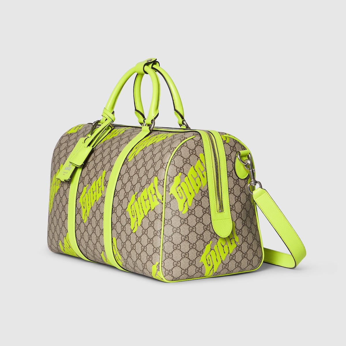 Medium duffle bag with print in beige and dark brown GG