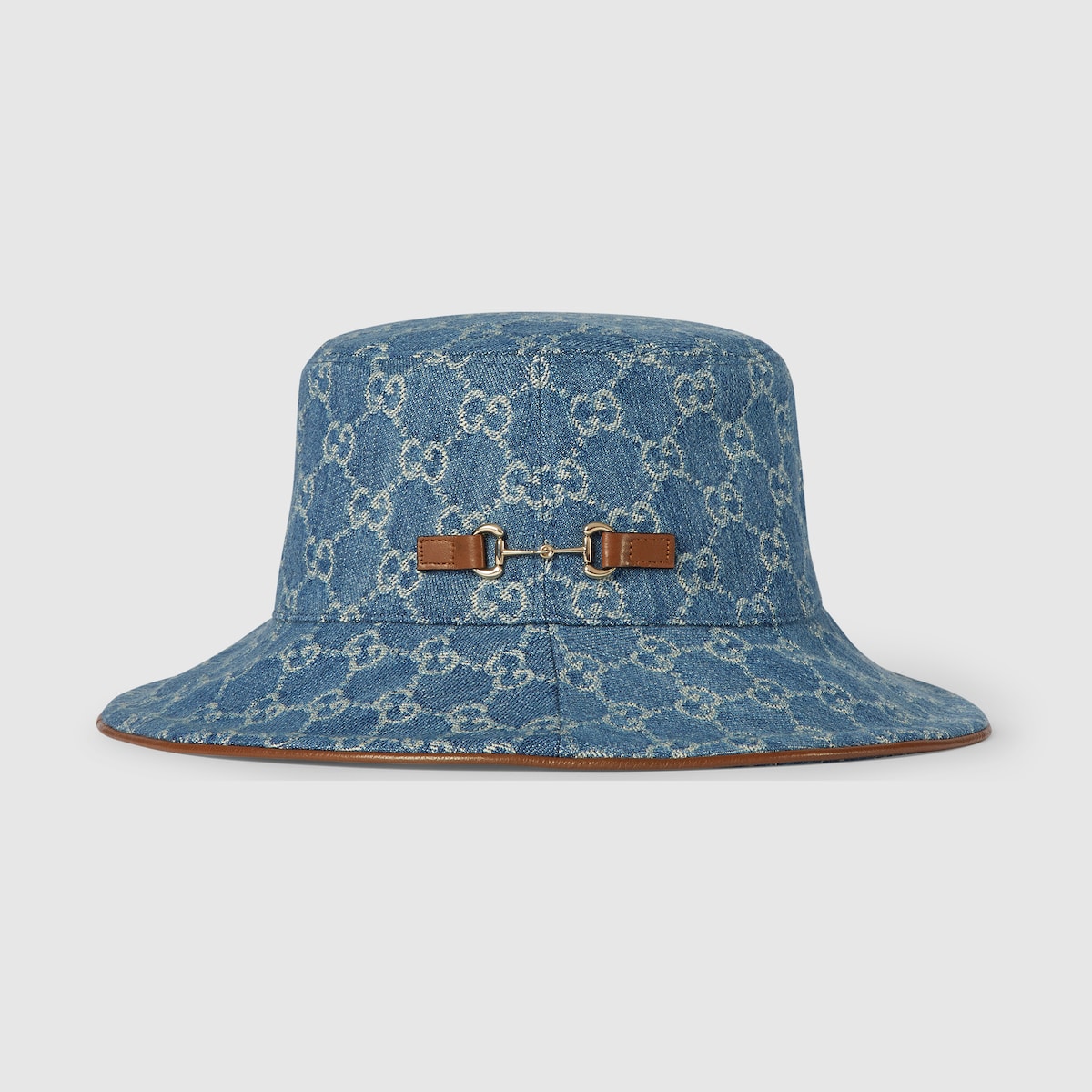 Gucci★素敵！Blue Denim GG Monogram Leather Trim Bucket Hat Gucci☆素敵！Blue Denim GG Monogram Leather Trim Bucket Hat