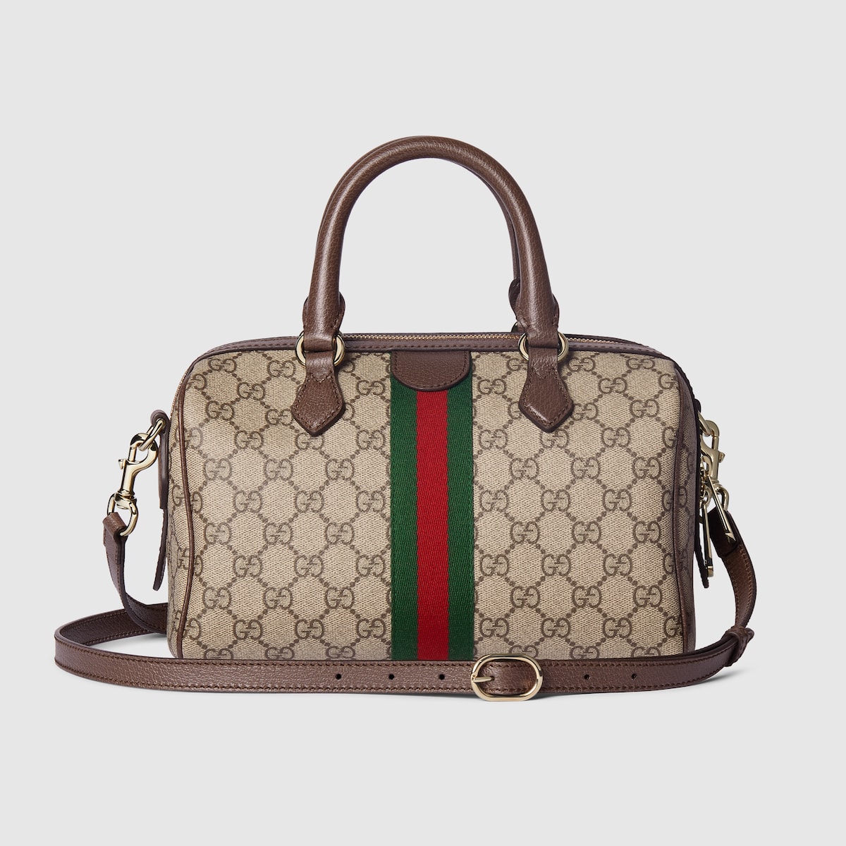 Ophidia medium boston bag in beige and brown GG fabric - thumbnail 6