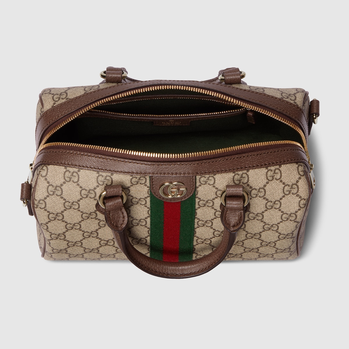 Ophidia medium boston bag in beige and brown GG fabric - thumbnail 4