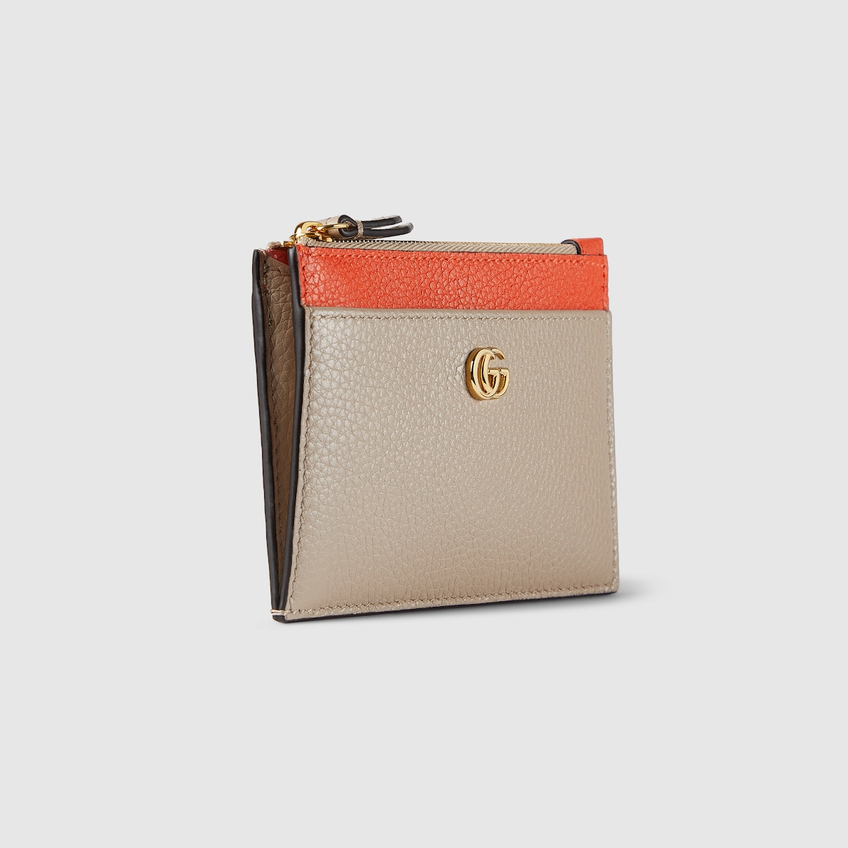 ダブルG バイカラー ジップ キーポーチ ・ベージュ＆オレンジ レザー