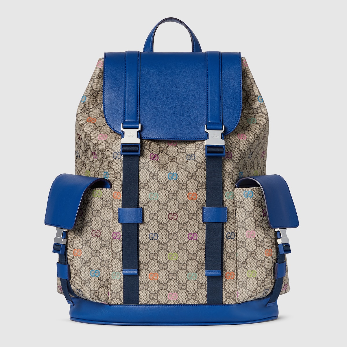 GG multicolor large backpack in beige and dark brown fabric
