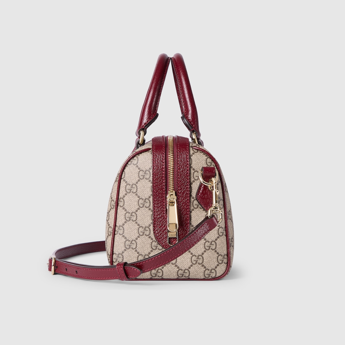 Ophidia medium boston bag in beige and brown GG fabric