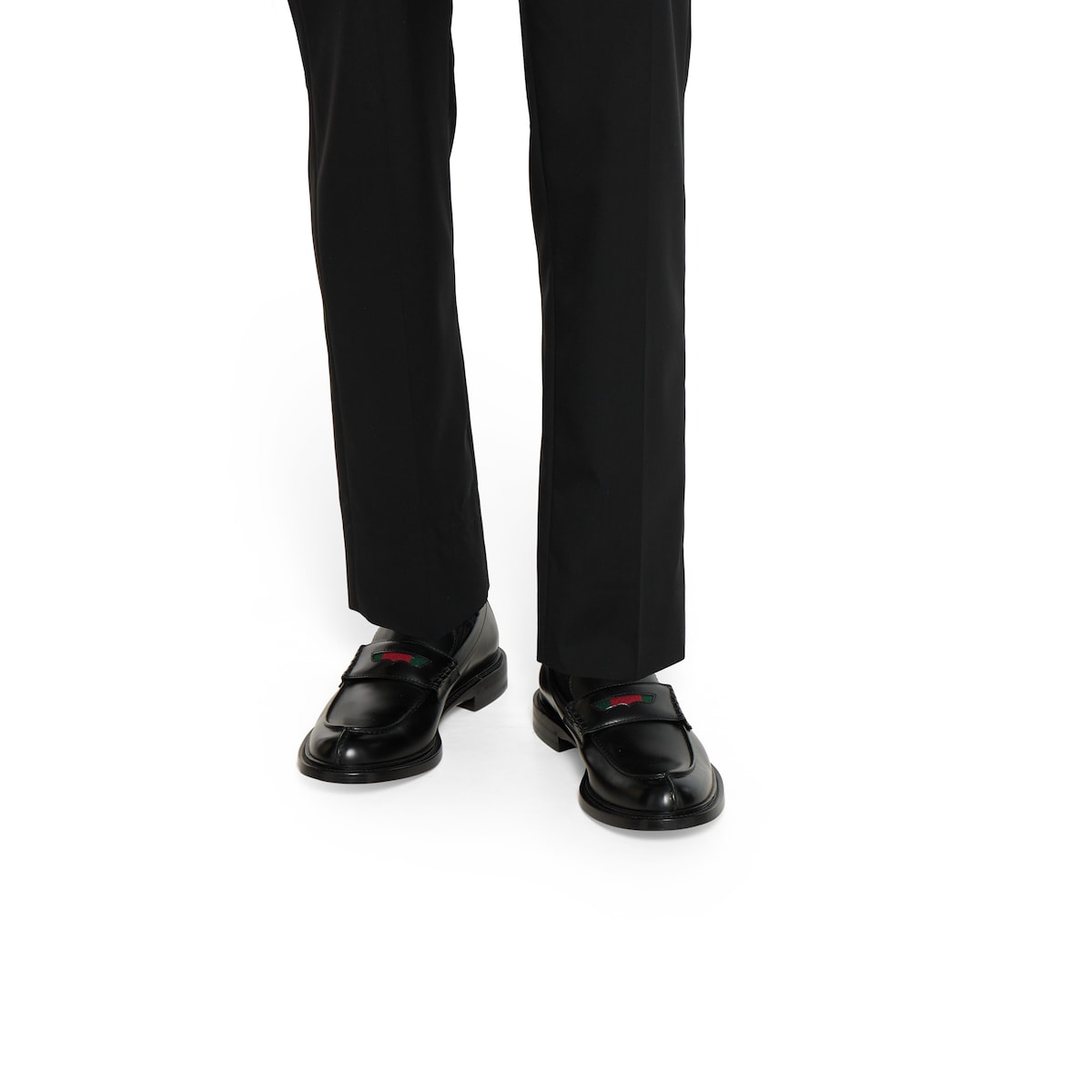 Men's loafer with Web in black leather | GUCCI® US