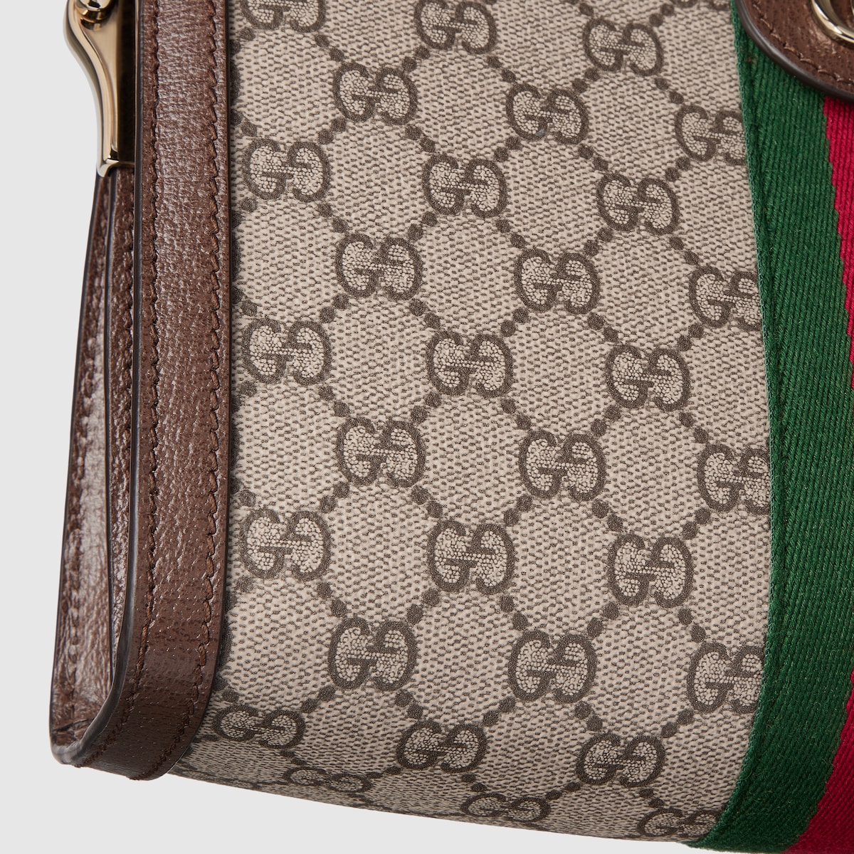 Ophidia medium shoulder bag in beige and brown GG fabric