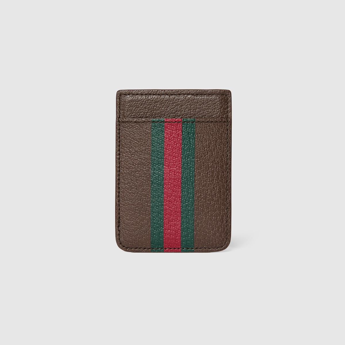 Ophidia magnetic card case in brown leather | GUCCI® US