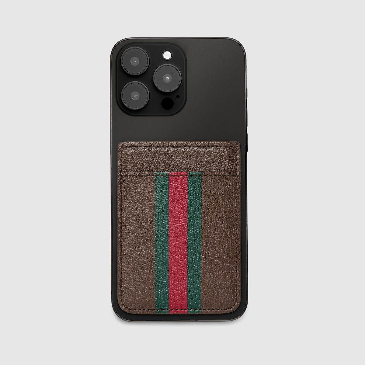 Ophidia magnetic card case in brown leather