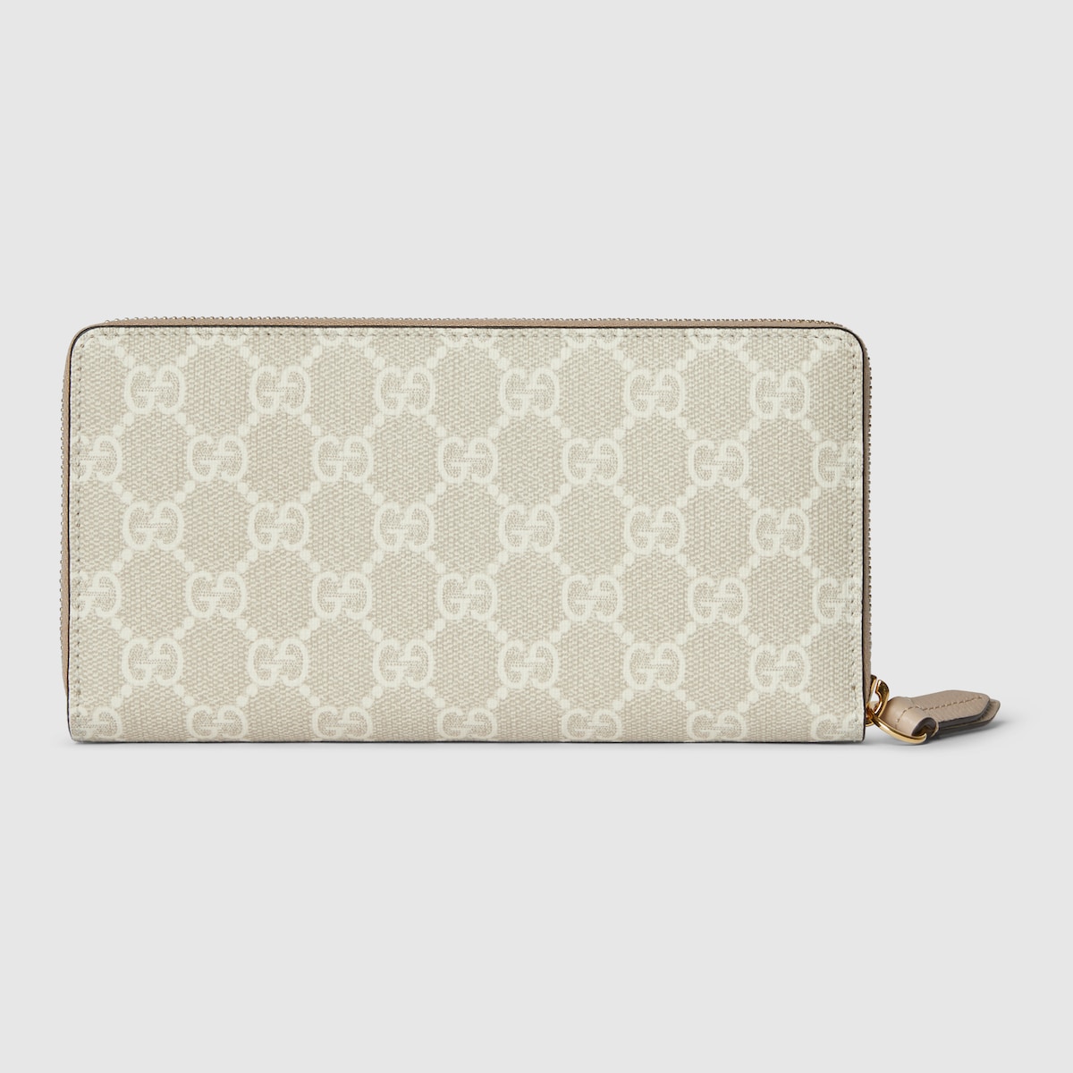 Bi-color GG Marmont zip around wallet in beige and white GG Supreme