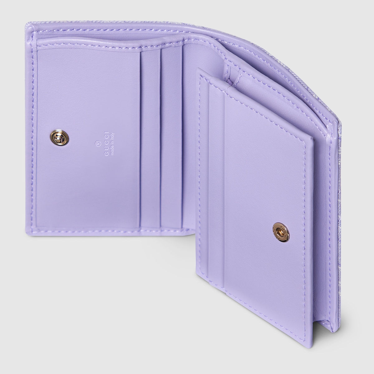 美品✨GUCCI 二つ折り シマ GG ダブルホック ラベンダー パープル 美品✨GUCCI 二つ折り シマ GG ダブルホック ラベンダー パープル